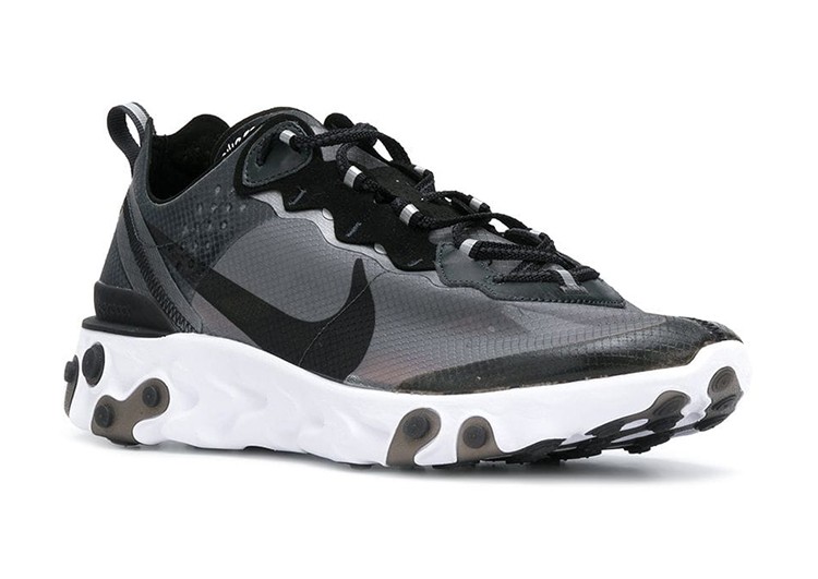 נעלי נייק-Nike React Element 55 Black White Gray – תמונה 2