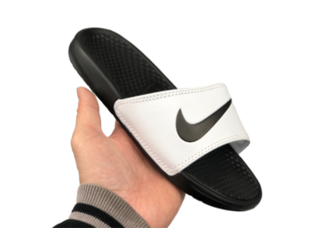נעלי נייק NIKE SLIPPERS-BLACK WHITE LOGO-BLACK