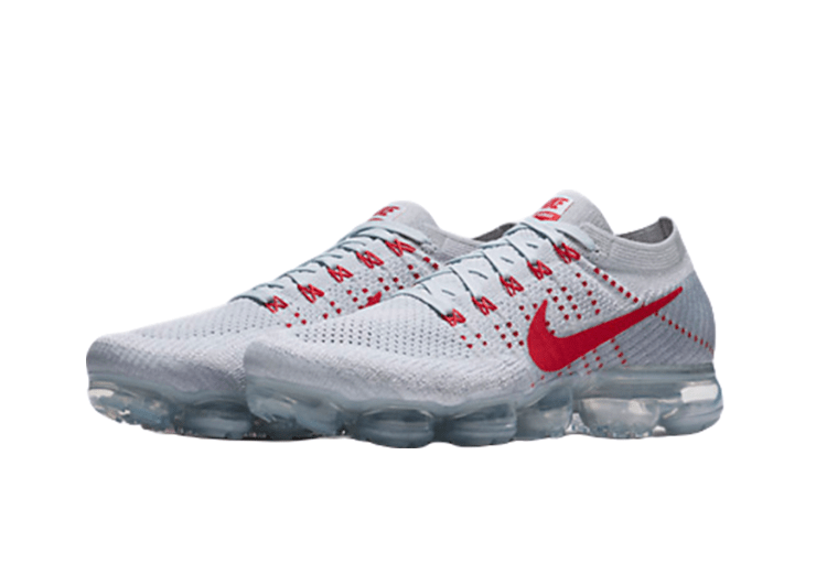 נעלי נייק-Nike Air Vapor Max Flyknit 2.0W LIGHT GRAY - RED LOGO – תמונה 3