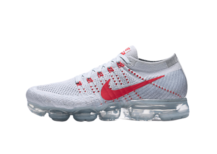 נעלי נייק-Nike Air Vapor Max Flyknit 2.0W LIGHT GRAY - RED LOGO