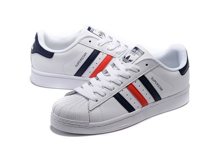 נעלי אדידס-ADIDAS Stan Smith - Shell Head White Dark Blue Red – תמונה 9