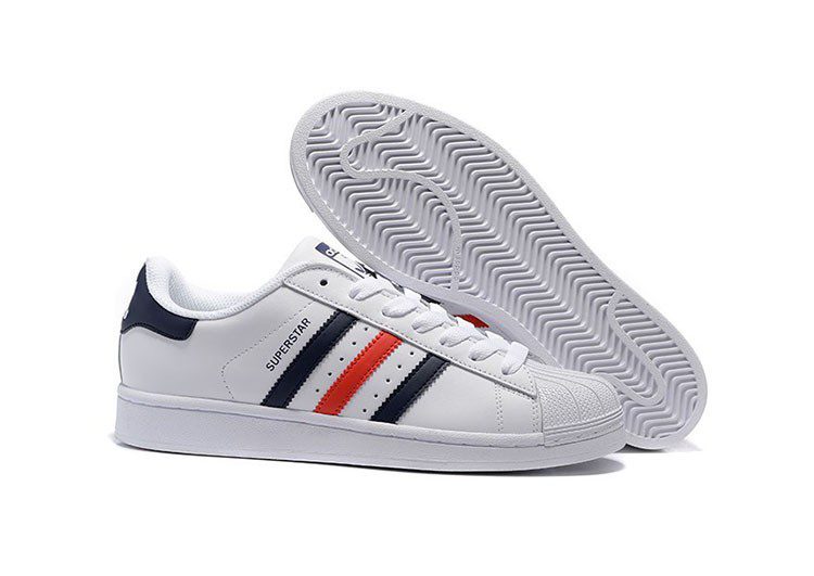 נעלי אדידס-ADIDAS Stan Smith - Shell Head White Dark Blue Red – תמונה 10