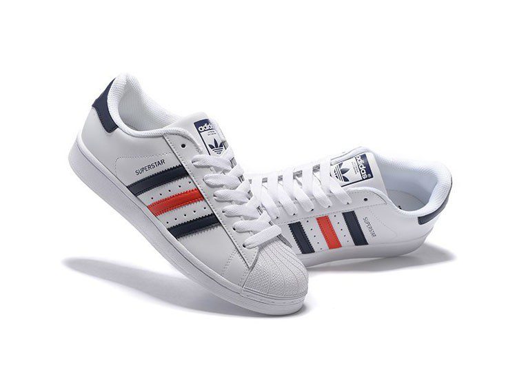 נעלי אדידס-ADIDAS Stan Smith - Shell Head White Dark Blue Red – תמונה 11