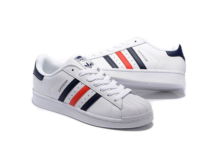 נעלי אדידס-ADIDAS Stan Smith - Shell Head White Dark Blue Red – תמונה 3