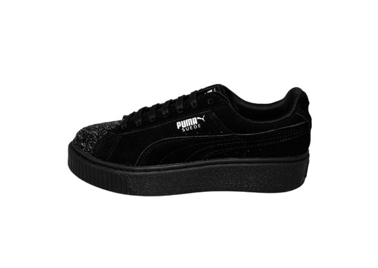 נעלי פומה- Puma platform shoes top pog leather gold head silver hesd frosted hesd flash drill bit-Black – תמונה 4