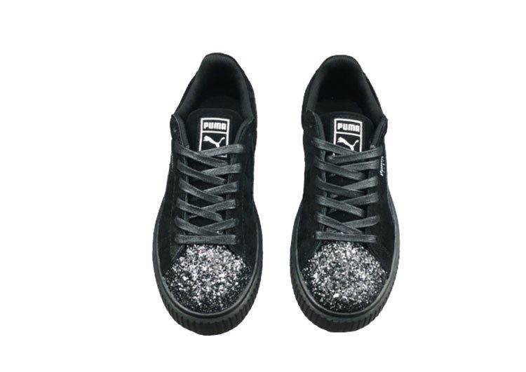 נעלי פומה- Puma platform shoes top pog leather gold head silver hesd frosted hesd flash drill bit-Black – תמונה 5