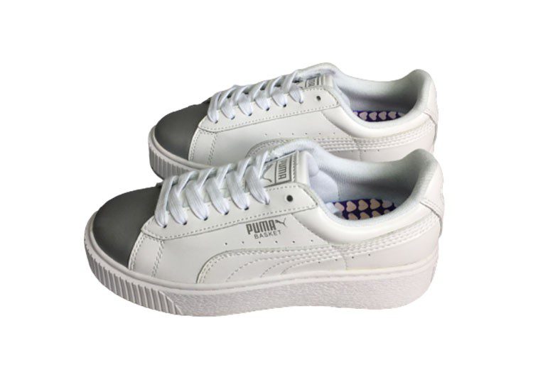 נעלי פומה- Puma platform shoes top pog leather gold head silver hesd frosted hesd flash drill bit-Hit Grey – תמונה 3