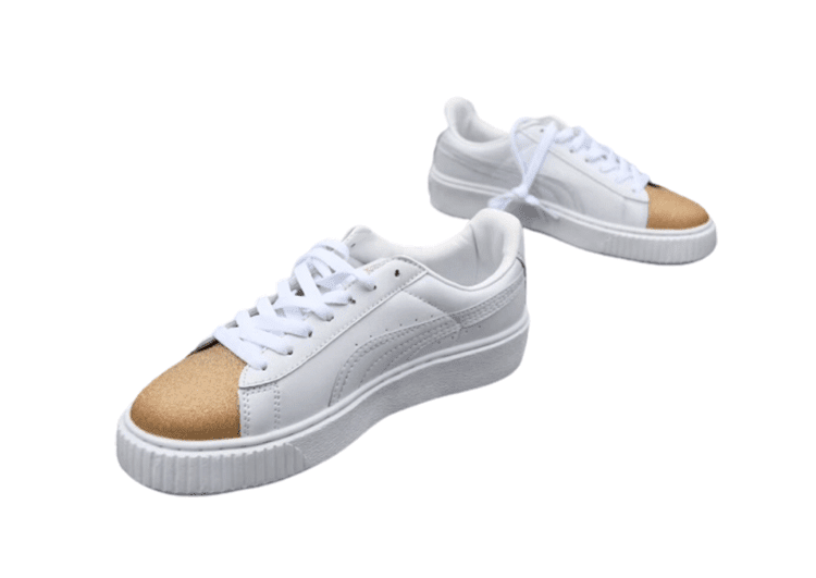 נעלי פומה- Puma platform shoes top pog leather gold head silver hesd frosted hesd flash drill bit-Pale Taupe – תמונה 3