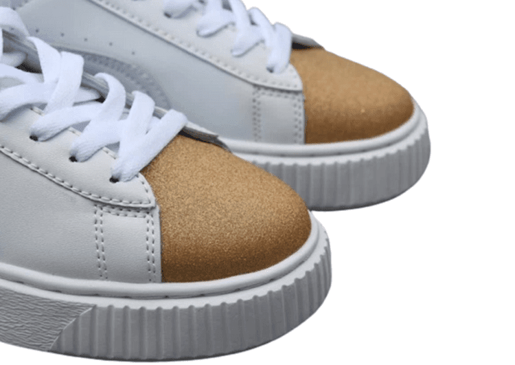 נעלי פומה- Puma platform shoes top pog leather gold head silver hesd frosted hesd flash drill bit-Pale Taupe – תמונה 4