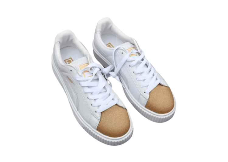 נעלי פומה- Puma platform shoes top pog leather gold head silver hesd frosted hesd flash drill bit-Pale Taupe – תמונה 2