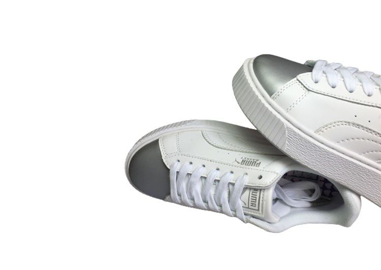 נעלי פומה- Puma platform shoes top pog leather gold head silver hesd frosted hesd flash drill bit-Hit Grey – תמונה 8