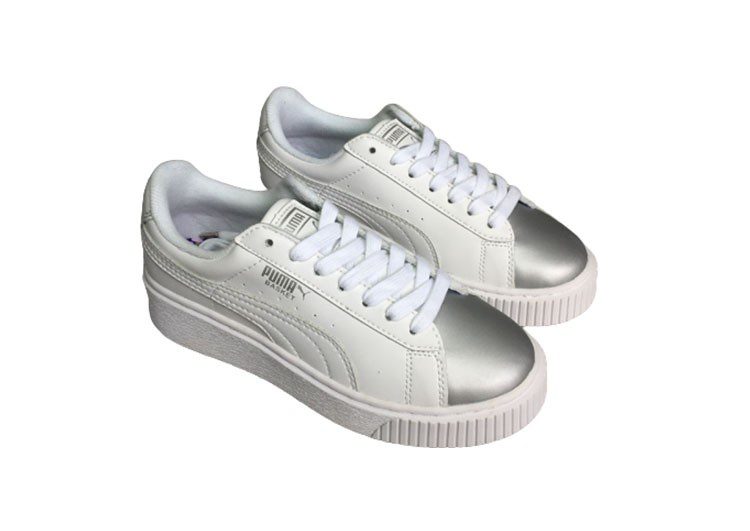 נעלי פומה- Puma platform shoes top pog leather gold head silver hesd frosted hesd flash drill bit-Hit Grey – תמונה 2