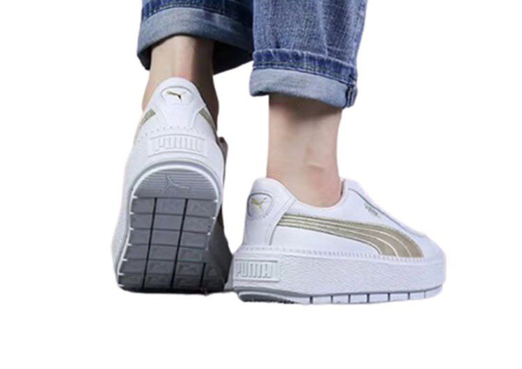 נעלי פומה- Puma suede platform rihanna platform shoes leather-White Gold Logo – תמונה 8