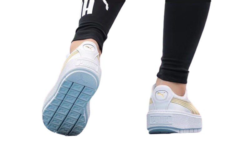 נעלי פומה- Puma suede platform rihanna platform shoes leather-White Gold Logo – תמונה 7