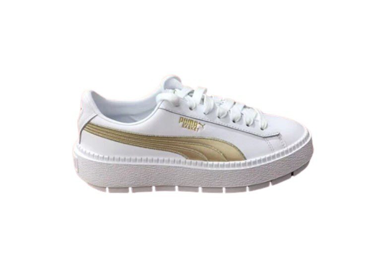 נעלי פומה- Puma suede platform rihanna platform shoes leather-White Gold Logo – תמונה 2