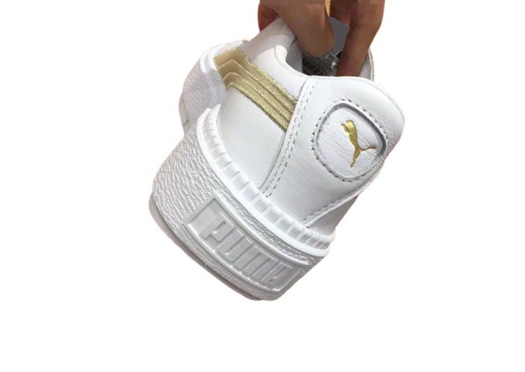 נעלי פומה- Puma suede platform rihanna platform shoes leather-White Gold Logo – תמונה 6