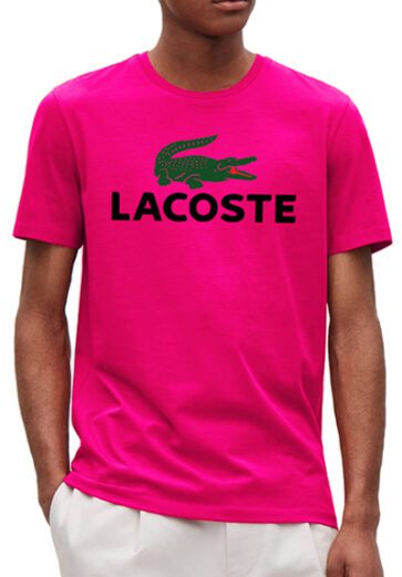לקוסט-LACSOTE TSHIRT DESGIN MEN SHORT - Pink & Green Black Logo