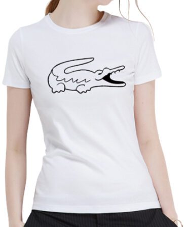 לקוסט-LACSOTE TSHIRT WOMEN DESGIN SHORT - WHITE