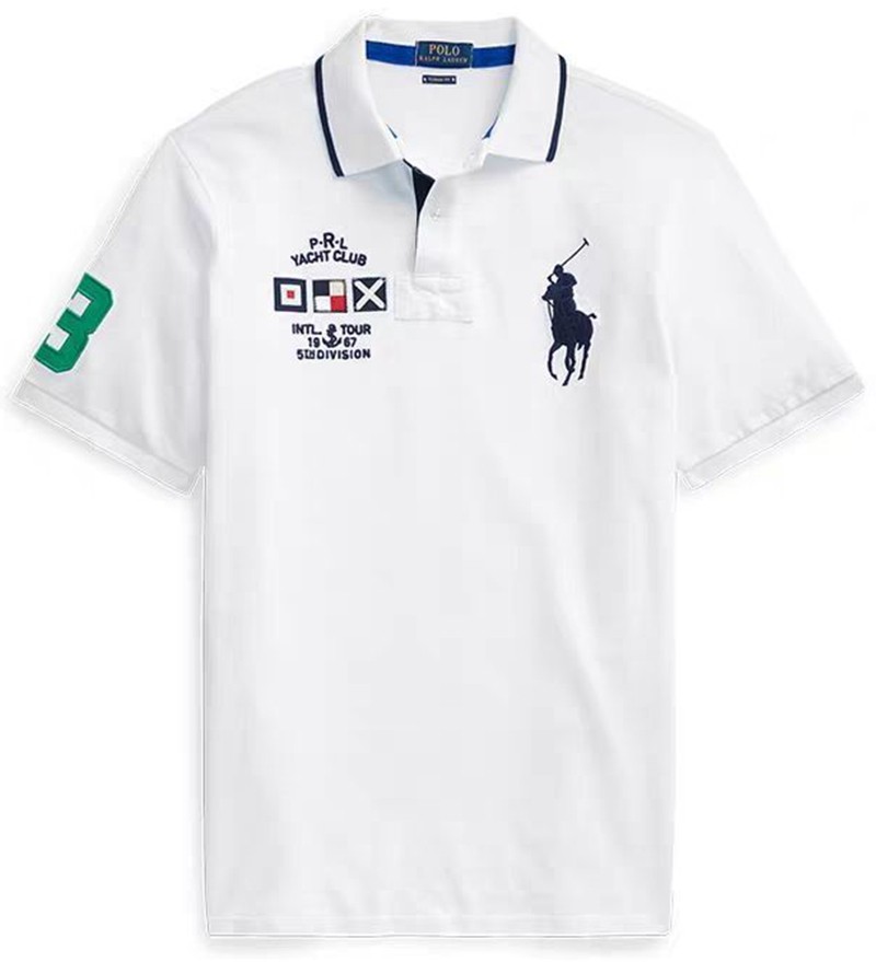 ראלף לורן-RALPH LAUREN POLO TSHIRT MEN'S SHORT DESGIN - WHITE