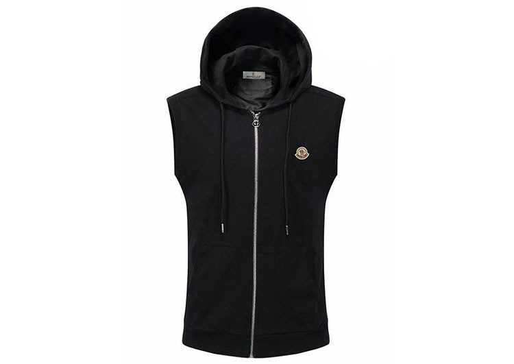 מונקלר-MONCLER VEST HOODIES - BLACK