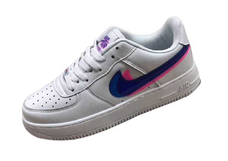 נעלי נייק-Nike Air Force 1 Low Grey Chateau Prussian Blue Logo