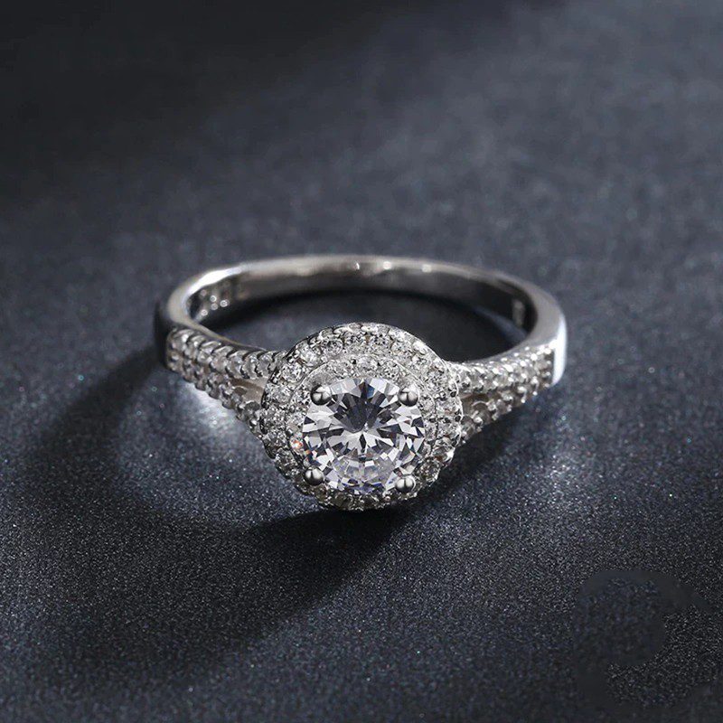 טבעת יוקרה-Silver Rings For Women Round Classic Ten Hearts Zircon Ring Romantic Wedding Jewelry – תמונה 5