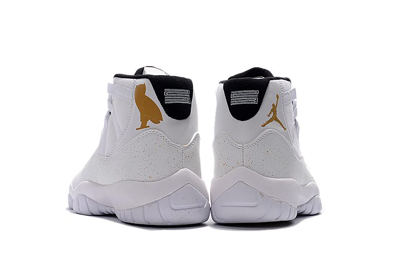 NIKE AIR JORDAN 11 “OVO” WHITE GOLD MEN’S BASKETBALL SHOES – תמונה 2